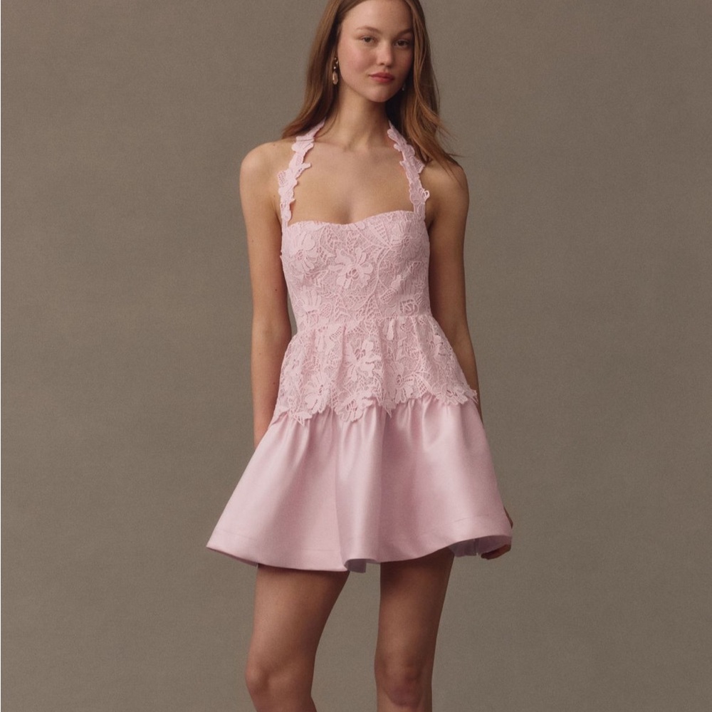 Anthropologie Pink Lace Mini Dress - New With Tags